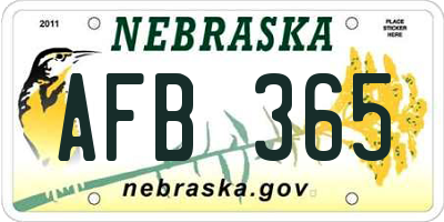 NE license plate AFB365