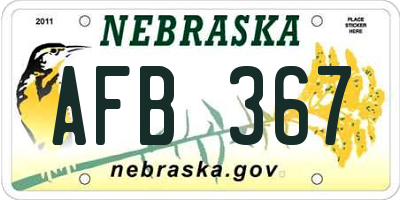 NE license plate AFB367