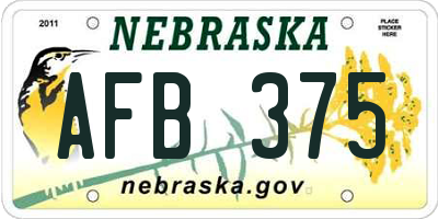 NE license plate AFB375