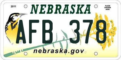 NE license plate AFB378