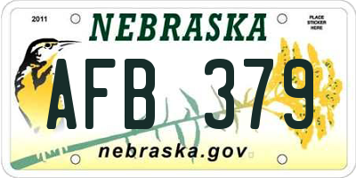 NE license plate AFB379