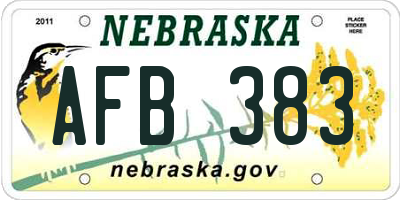 NE license plate AFB383