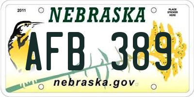NE license plate AFB389