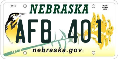 NE license plate AFB401