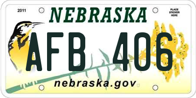 NE license plate AFB406