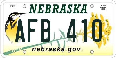 NE license plate AFB410