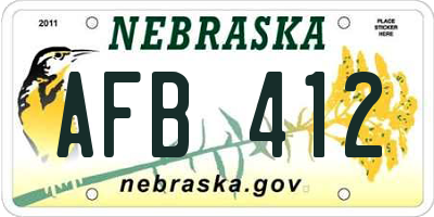 NE license plate AFB412