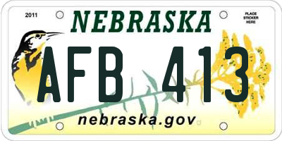 NE license plate AFB413