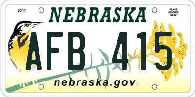 NE license plate AFB415