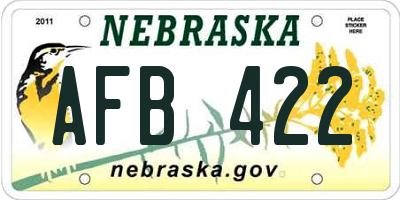 NE license plate AFB422