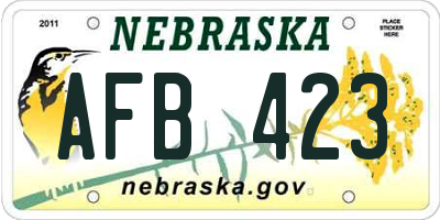 NE license plate AFB423