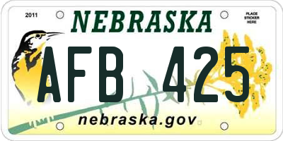 NE license plate AFB425