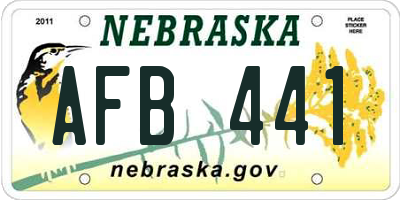 NE license plate AFB441