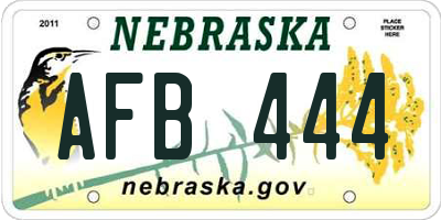 NE license plate AFB444
