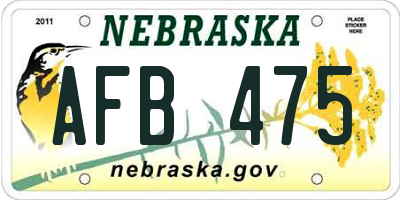 NE license plate AFB475