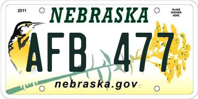 NE license plate AFB477