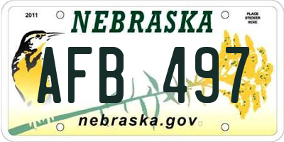 NE license plate AFB497