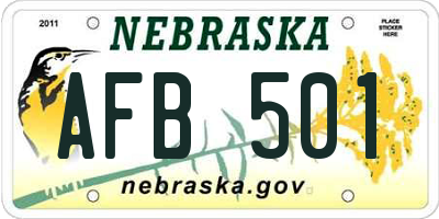 NE license plate AFB501