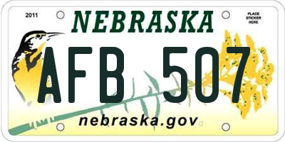 NE license plate AFB507