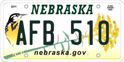 NE license plate AFB510