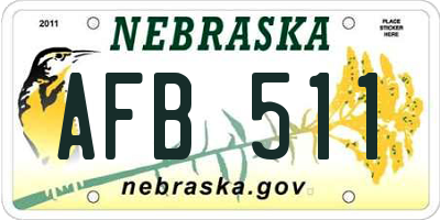 NE license plate AFB511