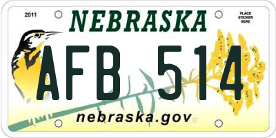 NE license plate AFB514