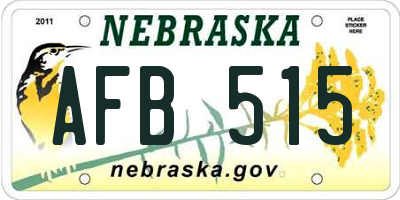 NE license plate AFB515