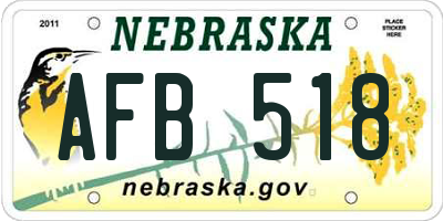 NE license plate AFB518