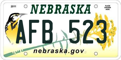 NE license plate AFB523
