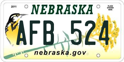 NE license plate AFB524