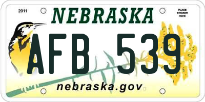 NE license plate AFB539