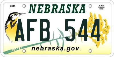 NE license plate AFB544