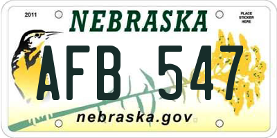 NE license plate AFB547