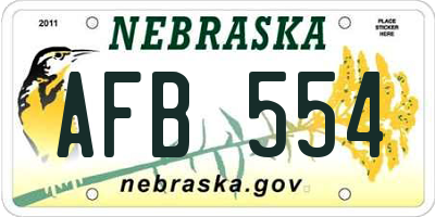 NE license plate AFB554
