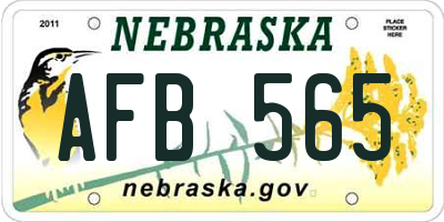 NE license plate AFB565