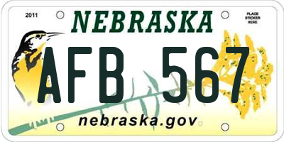 NE license plate AFB567
