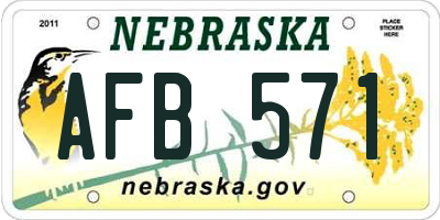 NE license plate AFB571