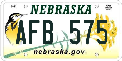 NE license plate AFB575