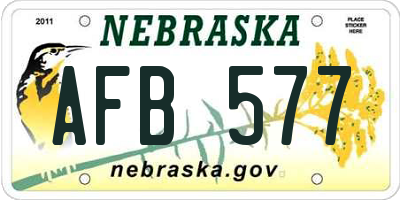 NE license plate AFB577