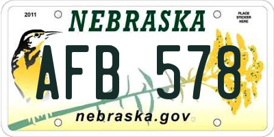 NE license plate AFB578