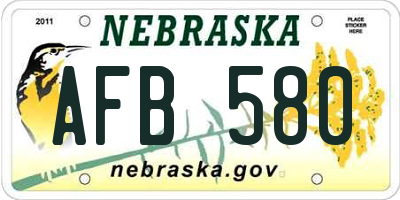 NE license plate AFB580