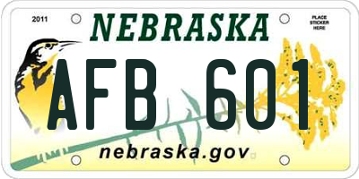 NE license plate AFB601
