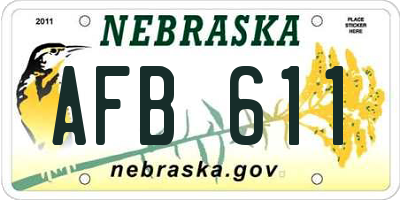 NE license plate AFB611