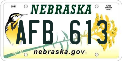 NE license plate AFB613