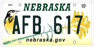 NE license plate AFB617