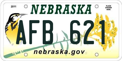 NE license plate AFB621