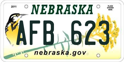 NE license plate AFB623