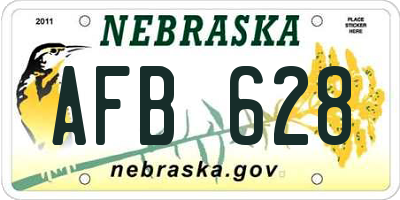 NE license plate AFB628