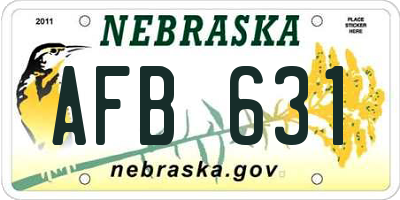 NE license plate AFB631