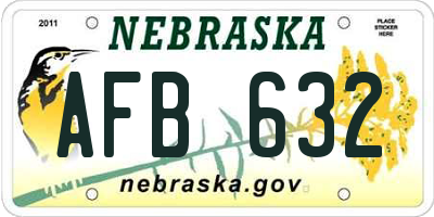 NE license plate AFB632